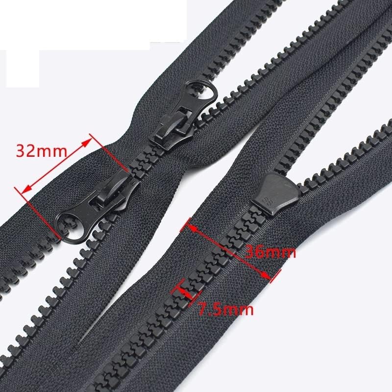Zipper, Zipper 60-250cm Double Sliders Open End Zip Jacket Coat Tent Black Zippers DIY Sewing Clothing Accessories (Color : 2, Size : 200CM NO8) - Image 5