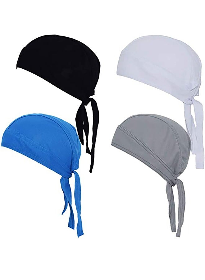GUSGU Sweat Wicking Beanie Cap 4 Pieces Cooling Skull Cap Pirate Hat Bandana Head Wrap Summer Caps for Women Men Outdoor Activities  - Image 1