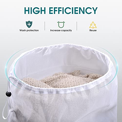 OTraki 2 Pcs Large Mesh Laundry Bags 24X36 Inch Heavy Duty Drawstring Laundry Wash Bag, Dirty Clothes Laundry Hamper Liner Machine Washable Storage Bag for Travel Dorm Camp Hotel Beach White - Image 5
