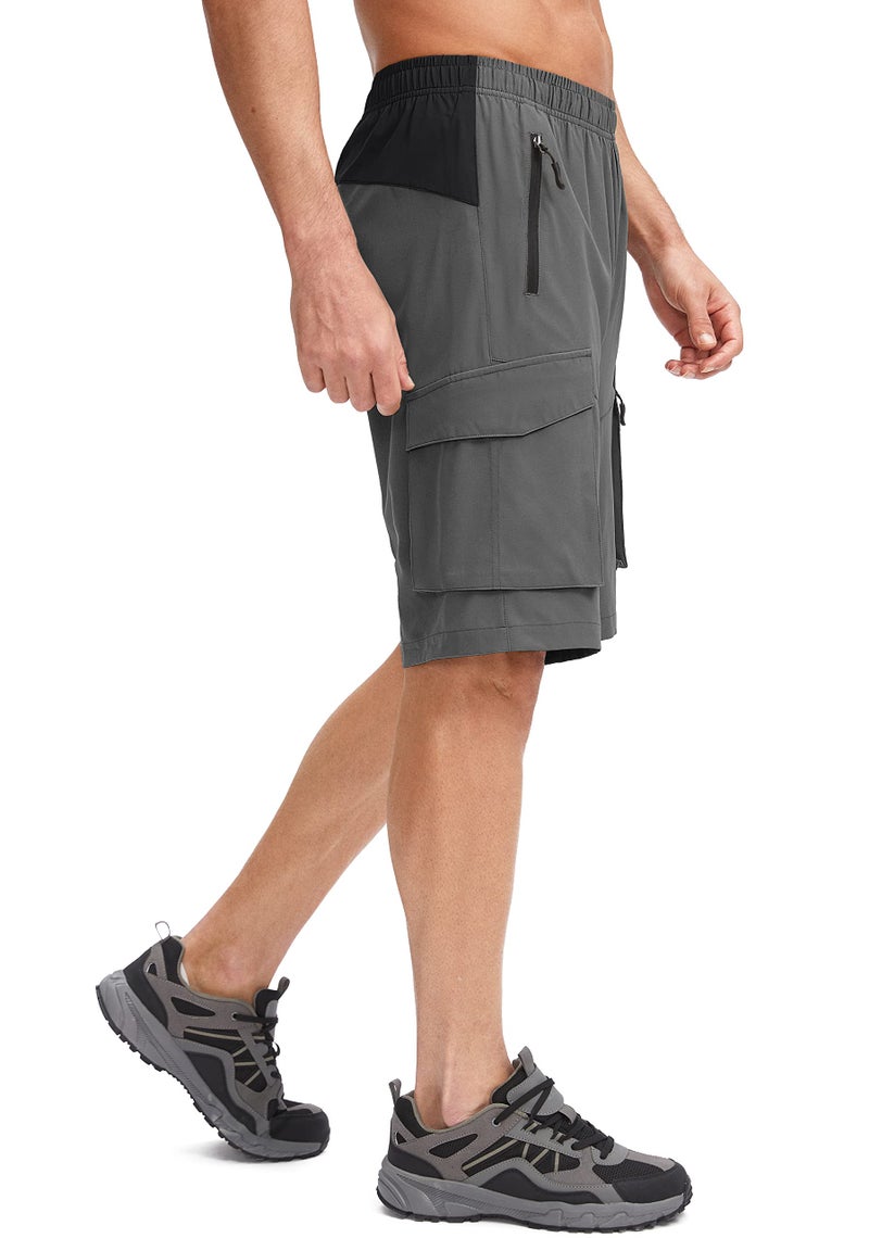 Bikewa Men's Mountain Bike Shorts 3D Padded Lightweight Biking Riding Cycling Bicycle Loose-fit Biker Shorts Zipper Pockets Grey Black X-Large - Image 2