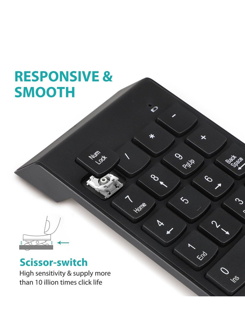 هينغ لوحة مفاتيح رقمية لاسلكية صغيرة 2.4G 18 مفتاح لوحة أرقام محمولة ملحقات لوحة مفاتيح محاسبة صامتة مع مستقبل USB لأجهزة الكمبيوتر المحمول وأجهزة الكمبيوتر المكتبية والكمبيوتر المحمول - Image 4