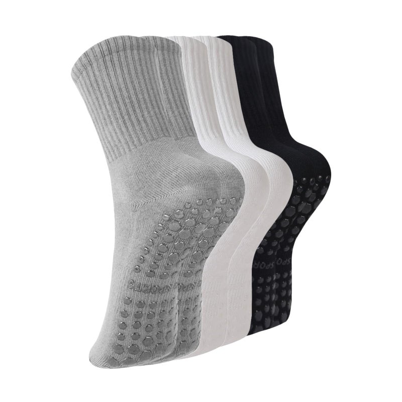 BONANGEL Pilates Socks with Grips for Women, 3 Pairs Womens Grippy Yoga Ballet Barre Hospital Gym Athletic Socks - Image 1