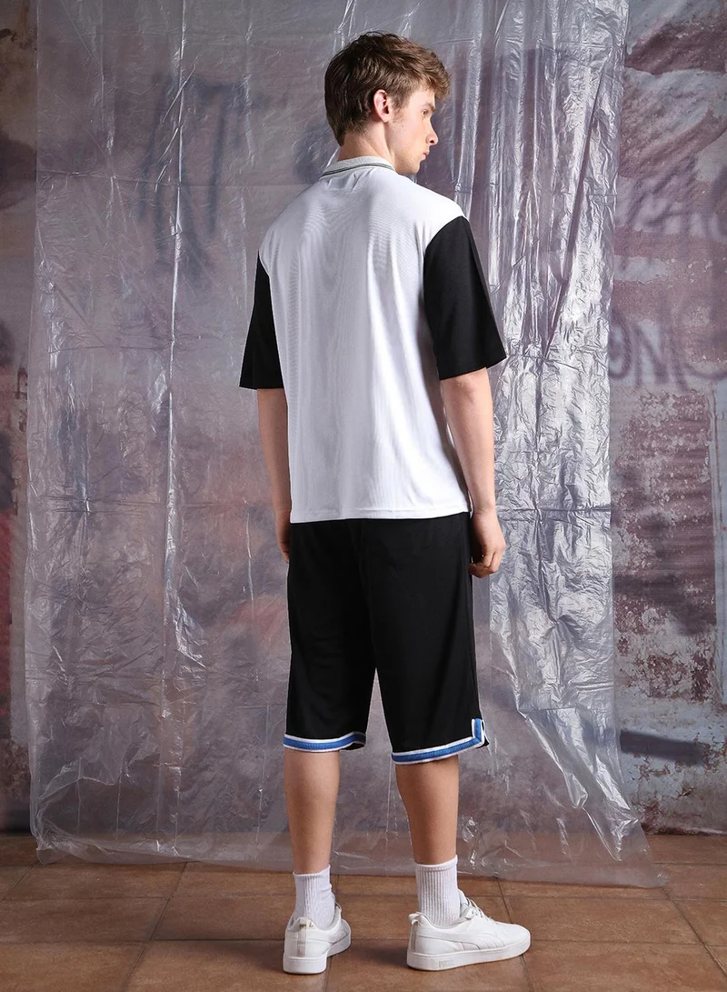 Hubberholme White Men Streetletics Printed T-Shirt & Shorts Oversized fit Mesh Co-ord Set for Men | Best Price UAE