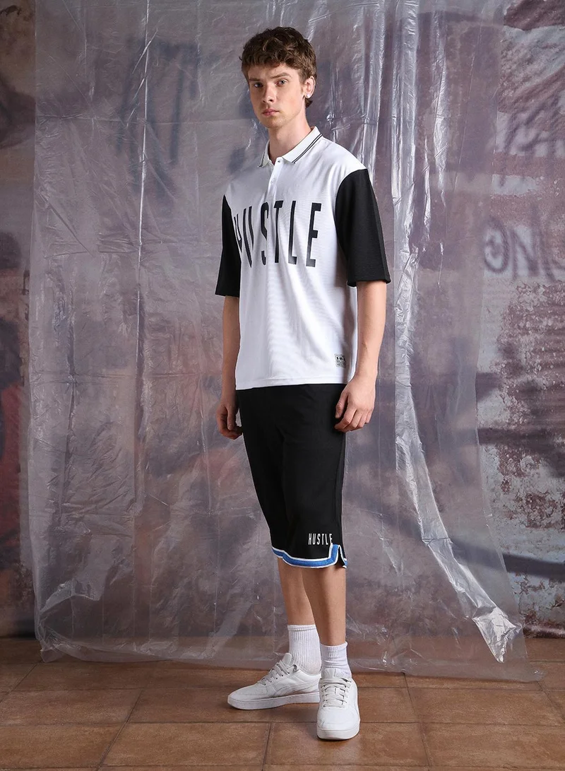 Hubberholme White Men Streetletics Printed T-Shirt & Shorts Oversized fit Mesh Co-ord Set for Men | Best Price UAE