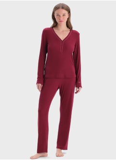 V-Neck T-Shirt & Pyjama Set
