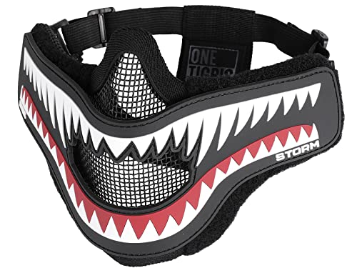 OneTigris X Storm Airsoft Mask, Tactical Mesh Face Protection with Removable Shark Jaw Morale Patch for CS Paintball - Image 1