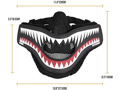 OneTigris X Storm Airsoft Mask, Tactical Mesh Face Protection with Removable Shark Jaw Morale Patch for CS Paintball - Image 3