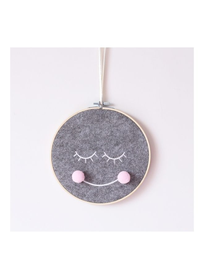 NIBEMINENT Felt Smiley Wall Pendant White/Grey/Pink 17x25centimeter