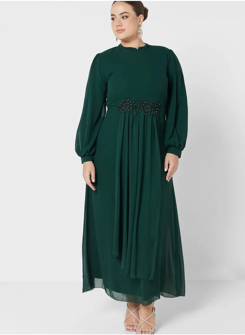 Khizana Plus size embellished waist detail dress