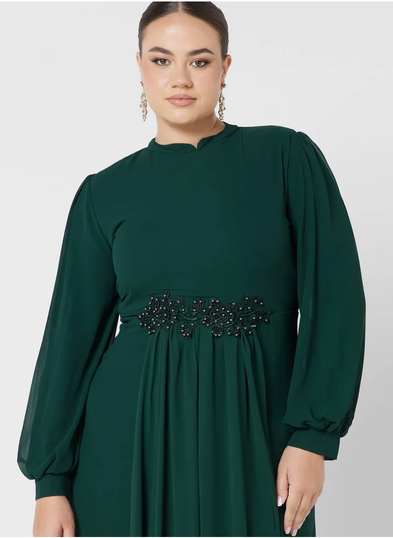 Khizana Plus size embellished waist detail dress