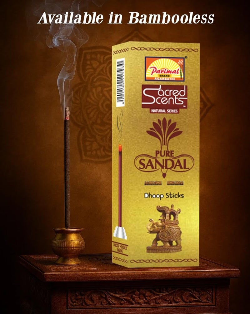 Parimal Pure Sandal Hand Rolled Agarbathi (72-80 Sticks) (144 gm) | Burning Time 45-60 Min | Natural Incense with Sandal & Resin| Fresh Fragrance for Meditation & Relaxation | Each 24 Gram | Pack of 6 - Image 5