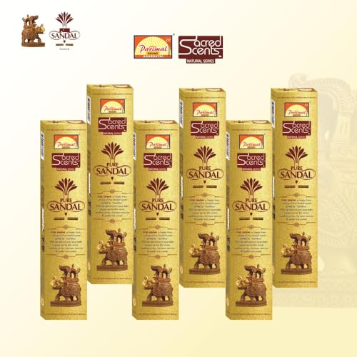 Parimal Pure Sandal Hand Rolled Agarbathi (72-80 Sticks) (144 gm) | Burning Time 45-60 Min | Natural Incense with Sandal & Resin| Fresh Fragrance for Meditation & Relaxation | Each 24 Gram | Pack of 6 - Image 2