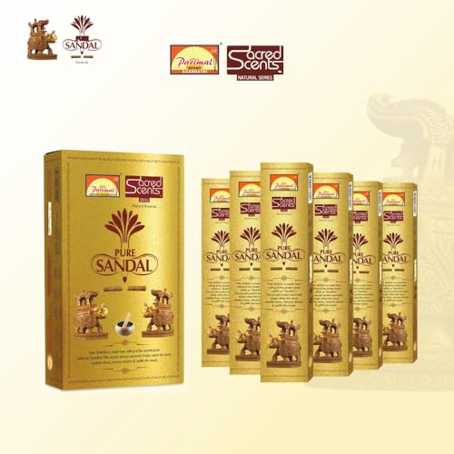 Parimal Pure Sandal Hand Rolled Agarbathi (72-80 Sticks) (144 gm) | Burning Time 45-60 Min | Natural Incense with Sandal & Resin| Fresh Fragrance for Meditation & Relaxation | Each 24 Gram | Pack of 6 - Image 3