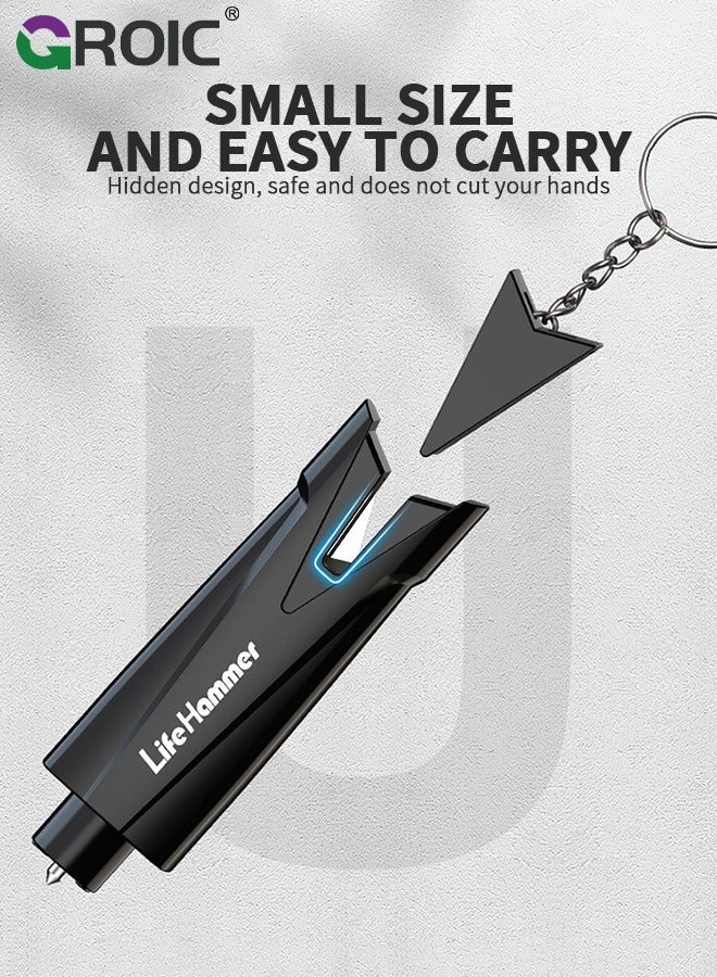 GROIC 2 IN 1 Safety Hammer Emergency Car Escape Tool Seat Belt Cutter and Car Glass Window Breaker Portable Life-Saving Emergency Artifact with A Piece of Test Glass - Image 5