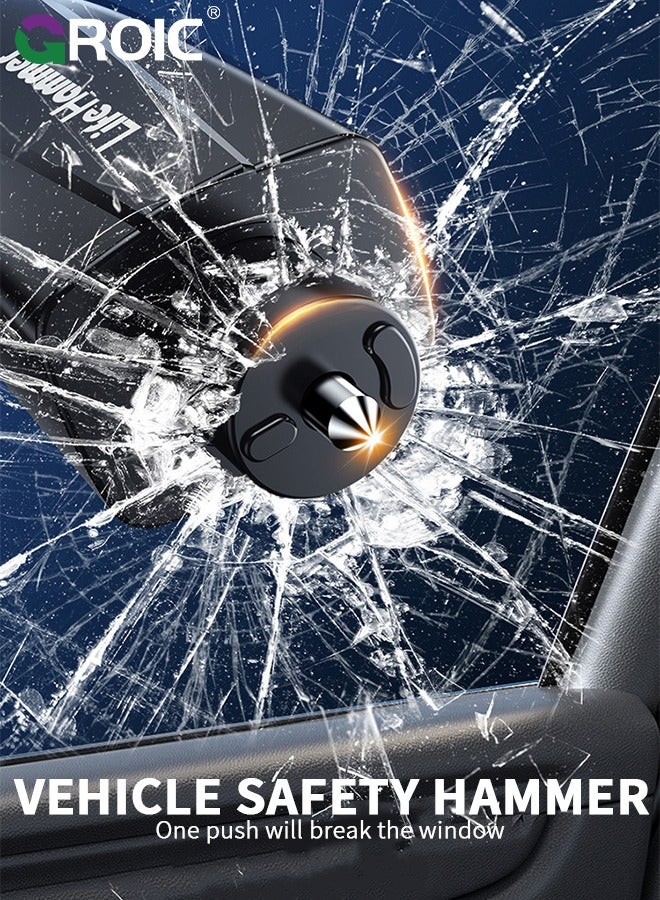 GROIC 2 IN 1 Safety Hammer Emergency Car Escape Tool Seat Belt Cutter and Car Glass Window Breaker Portable Life-Saving Emergency Artifact with A Piece of Test Glass - Image 2