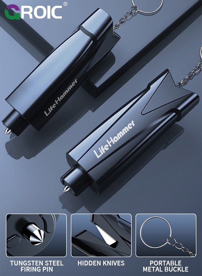 GROIC 2 IN 1 Safety Hammer Emergency Car Escape Tool Seat Belt Cutter and Car Glass Window Breaker Portable Life-Saving Emergency Artifact with A Piece of Test Glass - Image 4