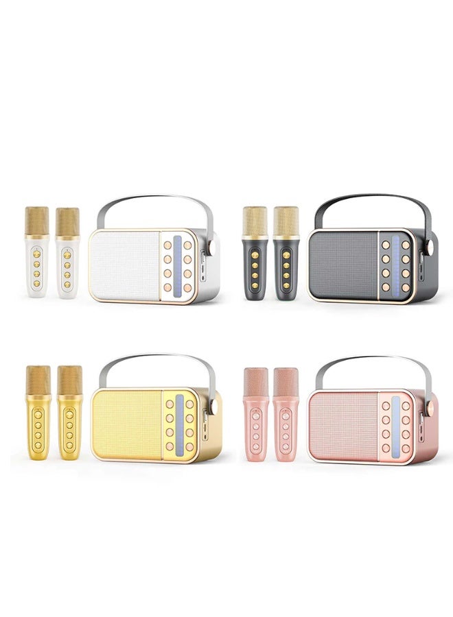 Smartbarry Mini Portable Karaoke Speaker for Kids & Adults – With 2 Microphones, Retro Handheld Speaker System with Disco Light – Fun Gift for Home, Parties & KTV - Image 1