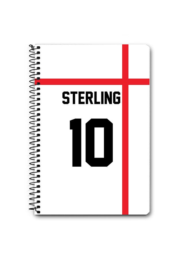 Stylizedd Designer A5 Spiral Notebook Memo Notepad Journal - Football Team - England Player Name - Sterling - Image 1