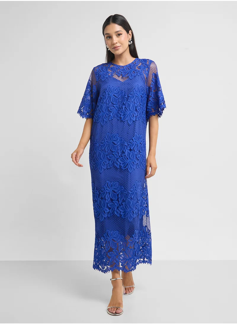 ياس Crew Neck Open Work Detailed Dress