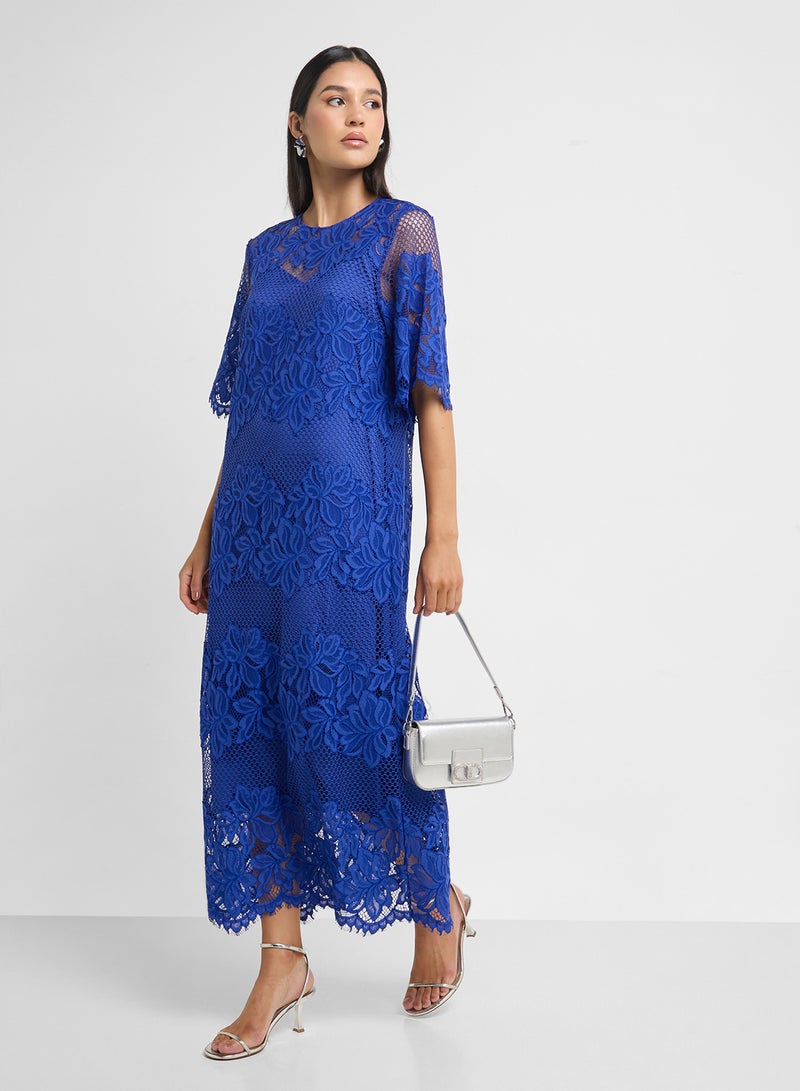 YAS Floral Lace Midi Dress - Image 4