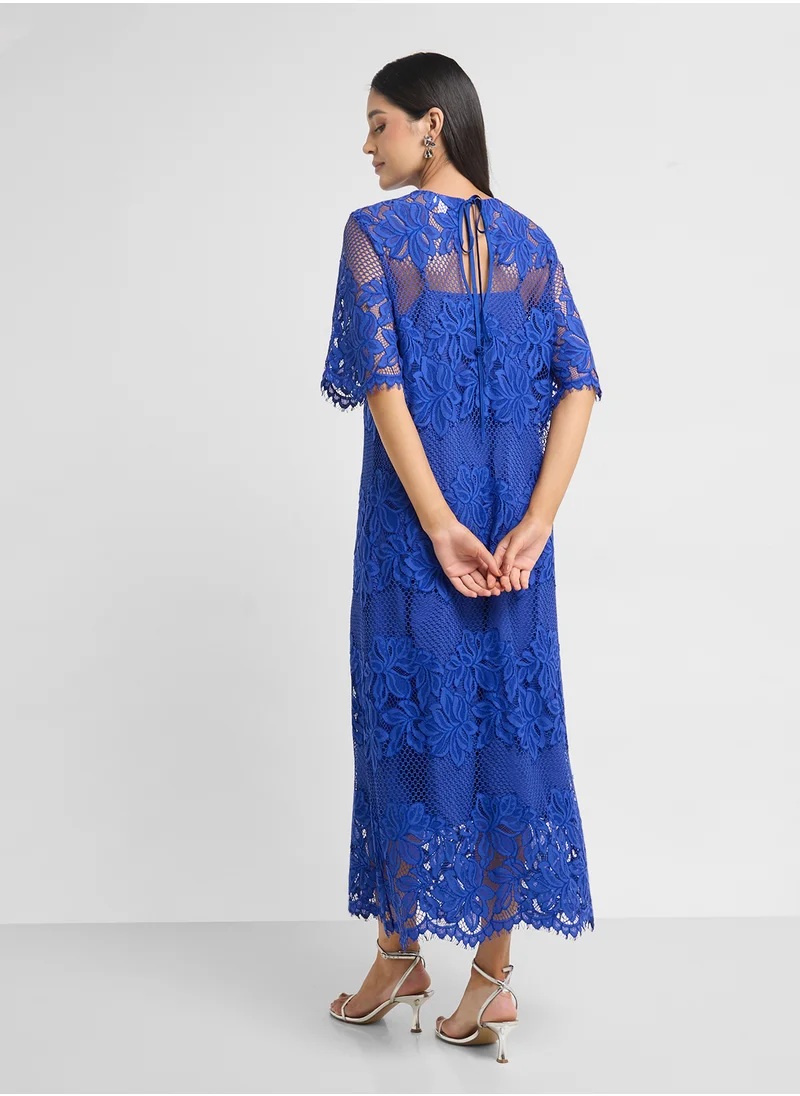 ياس Crew Neck Open Work Detailed Dress