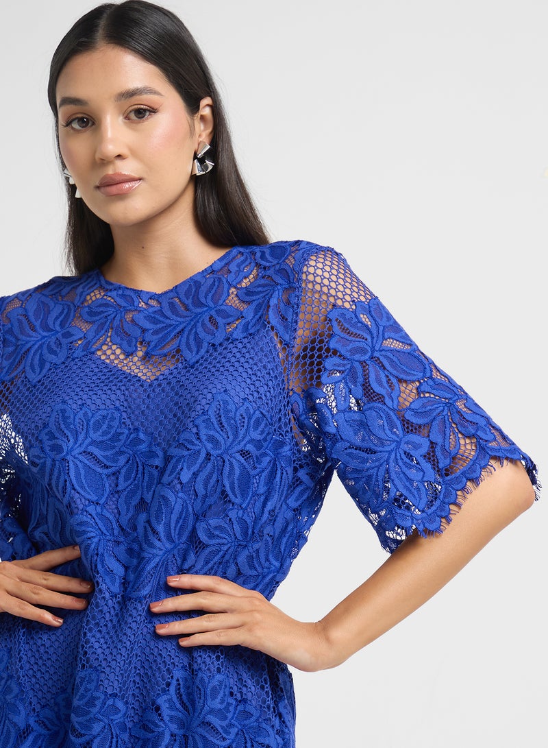 YAS Floral Lace Midi Dress - Image 3
