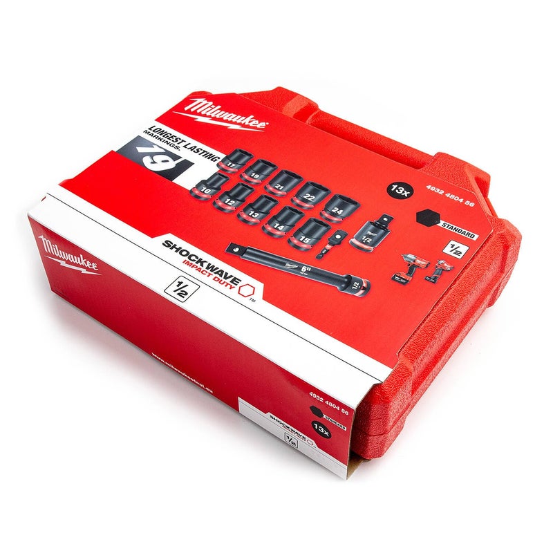 مجموعة مفاتيح صدمات ميلووكي SHOCKWAVE™ - مجموعة مفاتيح صدمات 1/2' STD-13PC - ميلووكي - 4932480456