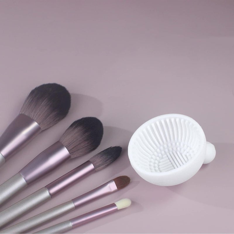 Luckam Portable Silicone Makeup Brush Cleaner Mat, 1Pcs Scrubber Tool for Effective Cleaning of Cosmetic Brushes (White) - Image 2
