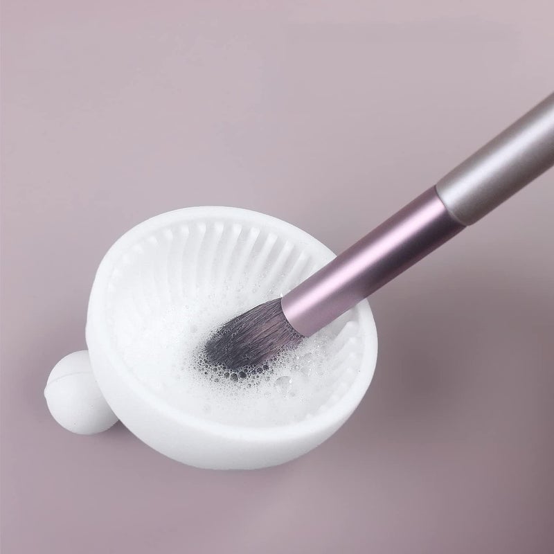 Luckam Portable Silicone Makeup Brush Cleaner Mat, 1Pcs Scrubber Tool for Effective Cleaning of Cosmetic Brushes (White) - Image 3