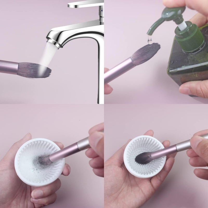 Luckam Portable Silicone Makeup Brush Cleaner Mat, 1Pcs Scrubber Tool for Effective Cleaning of Cosmetic Brushes (White) - Image 4