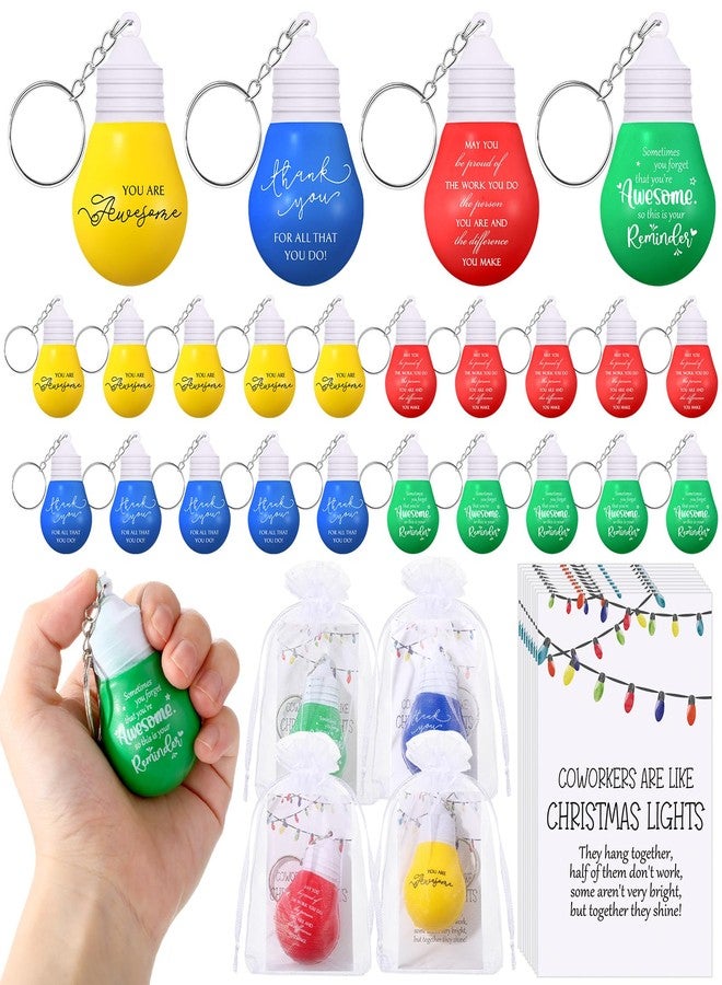 Landical 40 Set Coworkers Christmas Gifts Bulk Employee Appreciation Gift for Staff Team Teacher Light Bulb Stress Ball Keychain (4 Styles) - Image 1