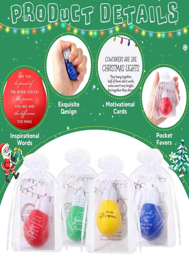 Landical 40 Set Coworkers Christmas Gifts Bulk Employee Appreciation Gift for Staff Team Teacher Light Bulb Stress Ball Keychain (4 Styles) - Image 4