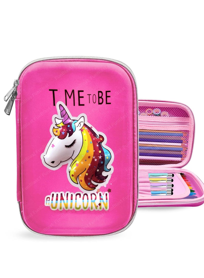 FunBlast Pencil Pouches for Girls Stylish, Unicorn Pencil Pouch for Girls - Pencil Pouches for Kids, Pencil Case for Girl, Multipurpose Zipper Pencil Case (Unicorn_Light Pink) - Image 1