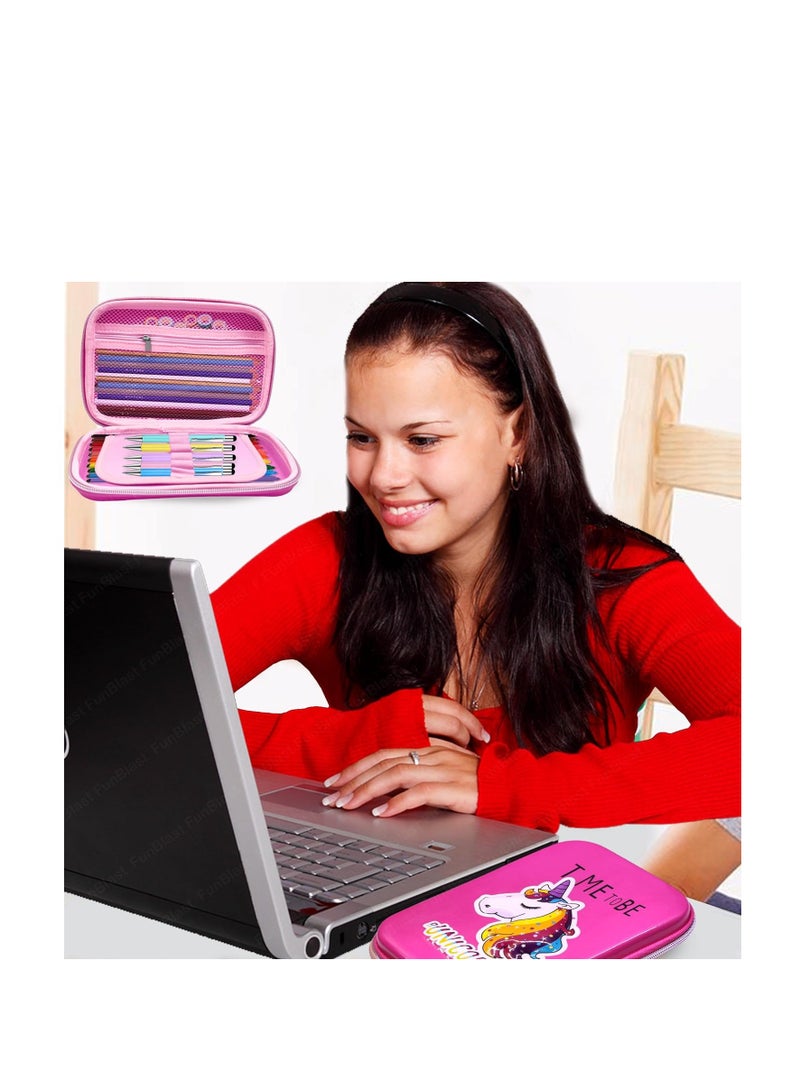 FunBlast Pencil Pouches for Girls Stylish, Unicorn Pencil Pouch for Girls - Pencil Pouches for Kids, Pencil Case for Girl, Multipurpose Zipper Pencil Case (Unicorn_Light Pink) - Image 2