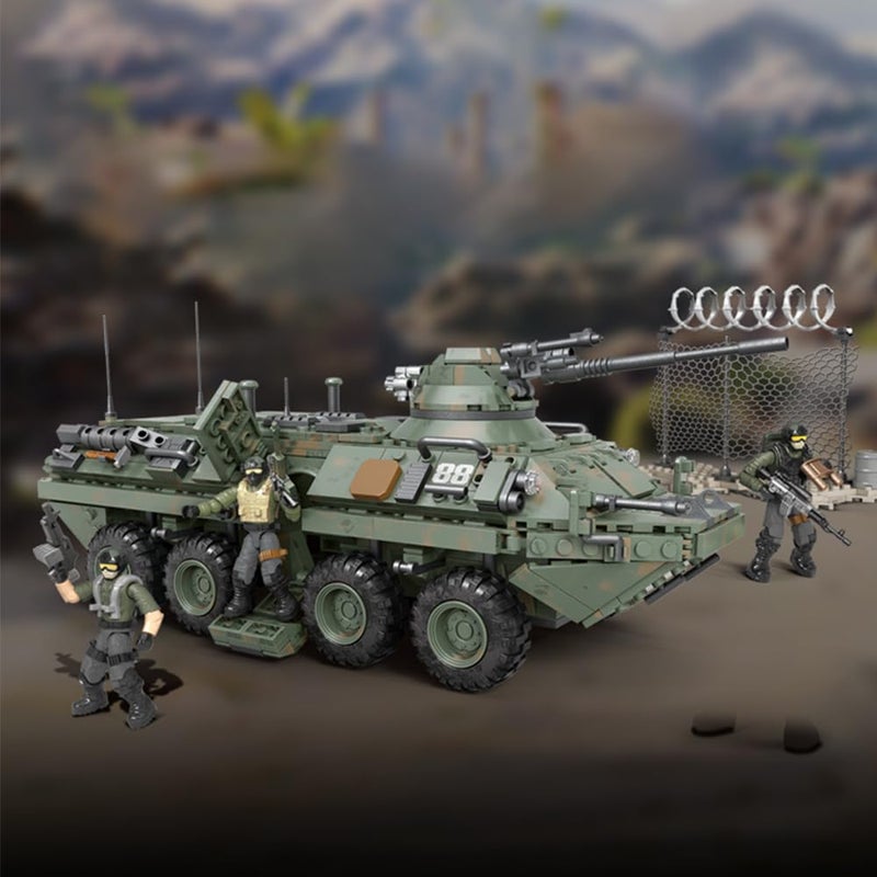 Ulanlan Ulanlan Special Forces Armored Vehicle with 3 Mini Action Figures and Military Weapons Accessories  SWAT Military Car Building Blocks with Toy Figures Playset for Kids  Toy Gifts for Boys 12+ 1512PCS  - Image 1