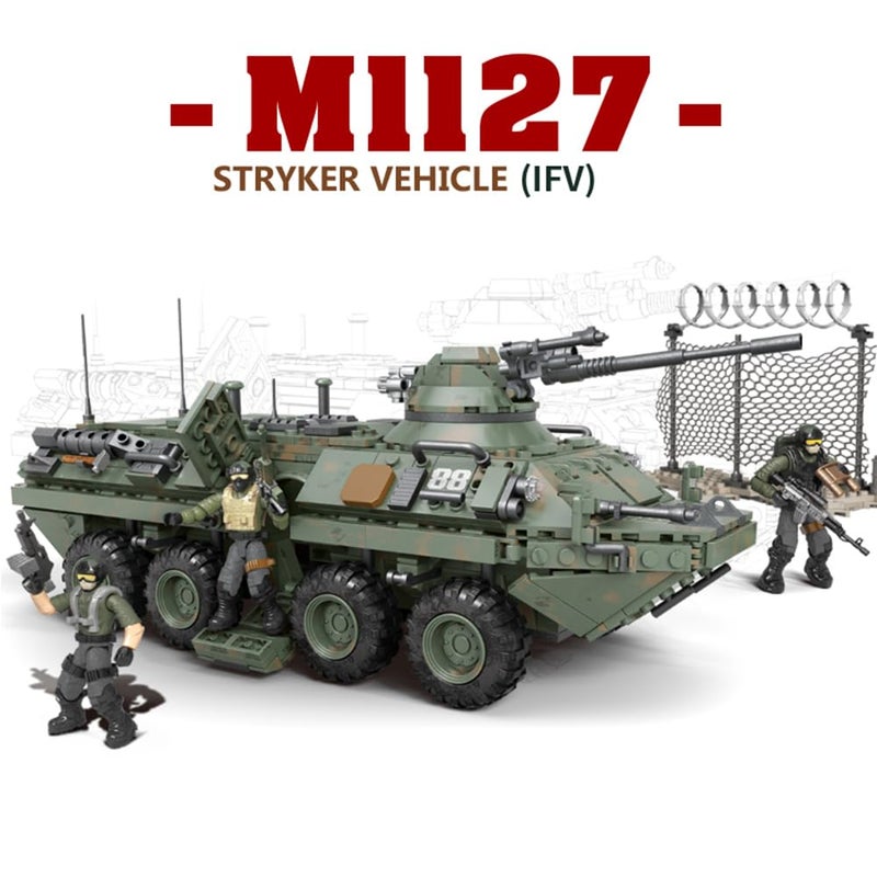 Ulanlan Ulanlan Special Forces Armored Vehicle with 3 Mini Action Figures and Military Weapons Accessories  SWAT Military Car Building Blocks with Toy Figures Playset for Kids  Toy Gifts for Boys 12+ 1512PCS  - Image 4