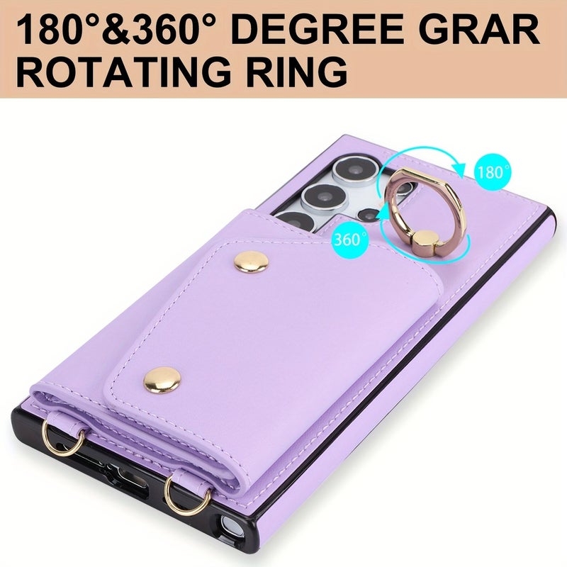 Purple Phone Case For Galaxy S26 With Rfid Wallet And Ring Holder - Image 4