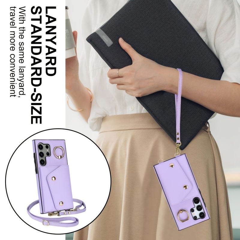 Purple Phone Case For Galaxy S26 With Rfid Wallet And Ring Holder - Image 3
