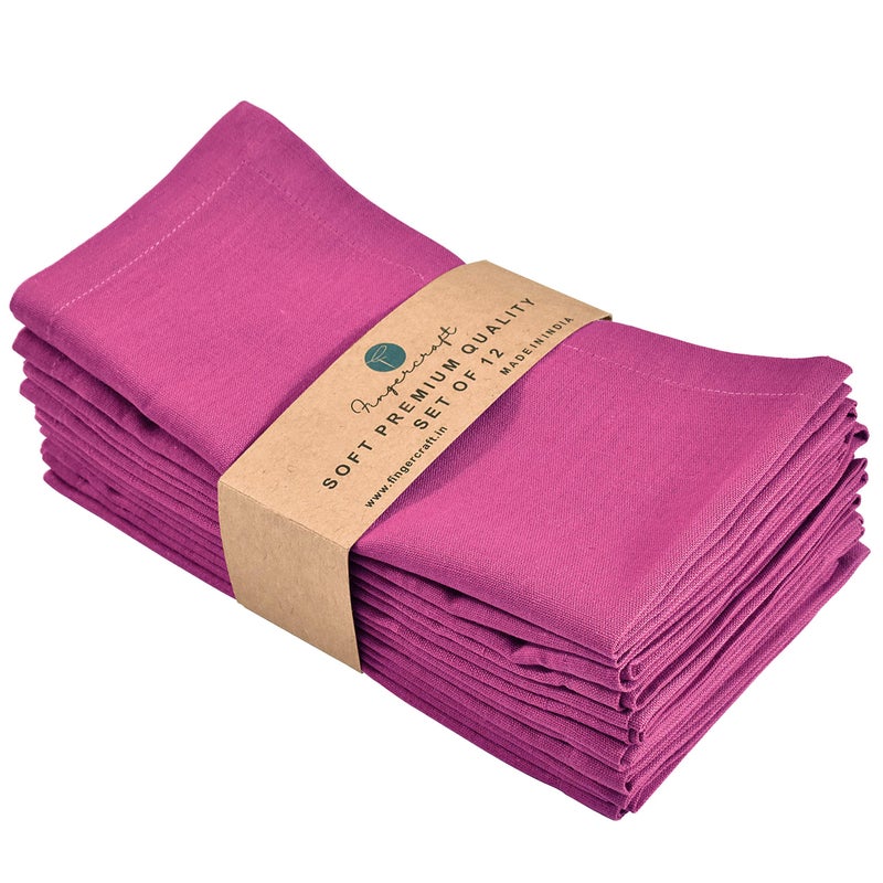 FINGERCRAFT Fingercraft Dinner Cloth Napkins  Cotton Linen Blend Fabric 12 Pack Easter Special  Premium Quality  Mitered Corners for Every Day Use Napkins are Pre Shrunk and Good Absorbency Magenta  - Image 1