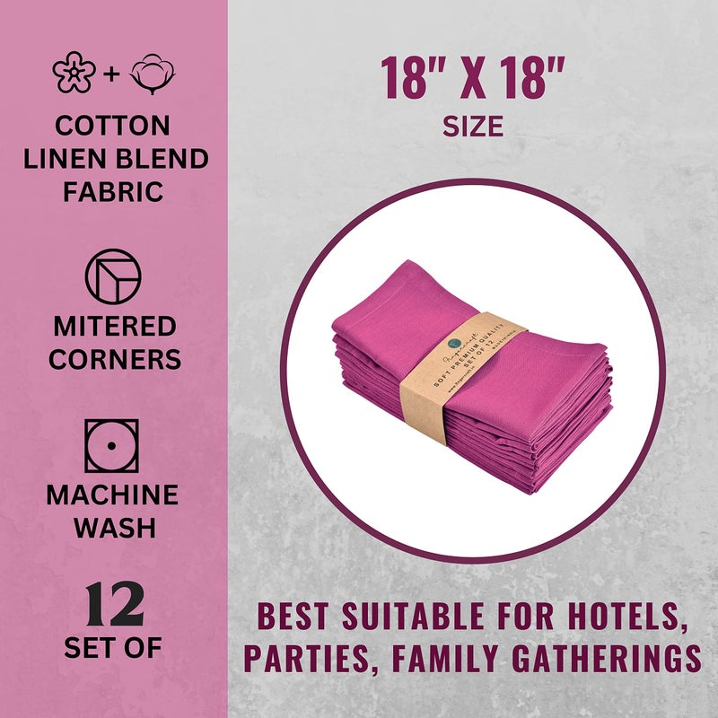 FINGERCRAFT Fingercraft Dinner Cloth Napkins  Cotton Linen Blend Fabric 12 Pack Easter Special  Premium Quality  Mitered Corners for Every Day Use Napkins are Pre Shrunk and Good Absorbency Magenta  - Image 4