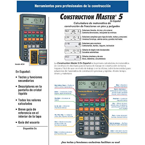 Calculated Industries 4054 Construction Master 5 en Espanol Construction Feet-Inch-Fraction Calculator for Carpenters [Calculadora de construcción con pies, pulgadas y fracciones para carpinteros] - Image 5