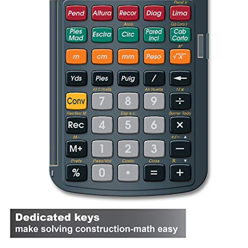 Calculated Industries 4054 Construction Master 5 en Espanol Construction Feet-Inch-Fraction Calculator for Carpenters [Calculadora de construcción con pies, pulgadas y fracciones para carpinteros] - Image 3