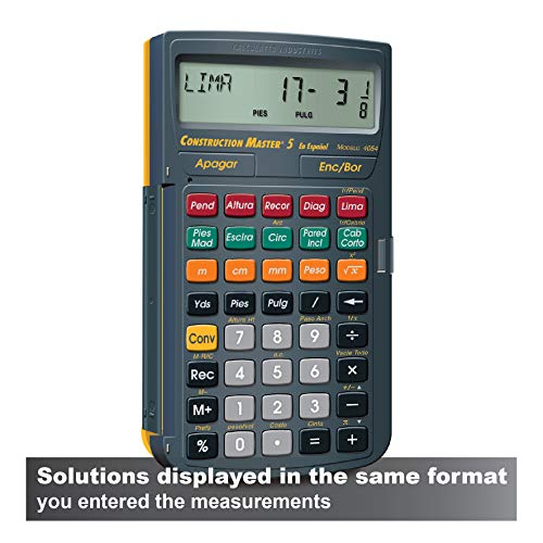 Calculated Industries 4054 Construction Master 5 en Espanol Construction Feet-Inch-Fraction Calculator for Carpenters [Calculadora de construcción con pies, pulgadas y fracciones para carpinteros] - Image 4
