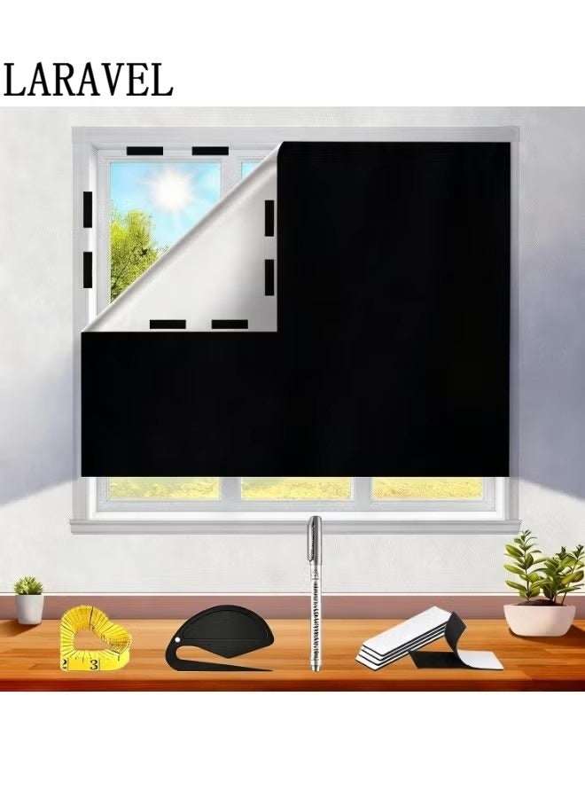 Laravel Window Blinds Blackout Curtains Window Cover With Self Adhesive Tape Width 145 cm Length 200 cm - Image 1