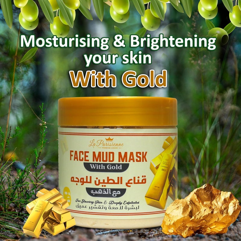 ECOLYTE+ La Parisienne Face Mud Mask with Gold - Spa Quality Exfoliating Treatment for Glowing Skin, 500g - Image 4