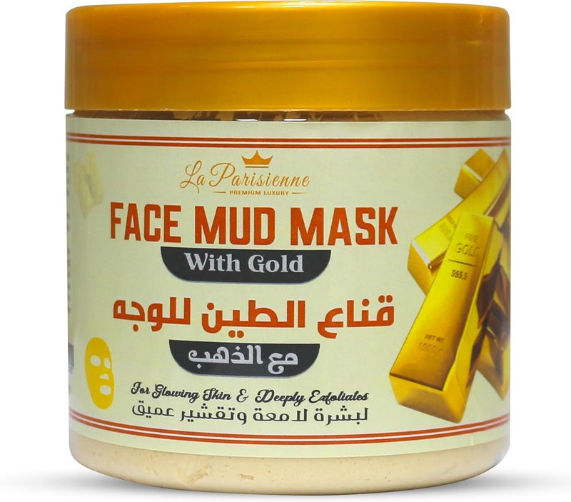 ECOLYTE+ La Parisienne Face Mud Mask with Gold - Spa Quality Exfoliating Treatment for Glowing Skin, 500g - Image 1