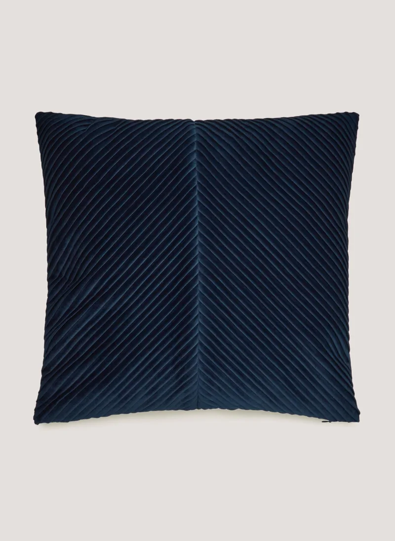 Matalan Navy Pleated Velvet Cushion (50cm x 50cm)