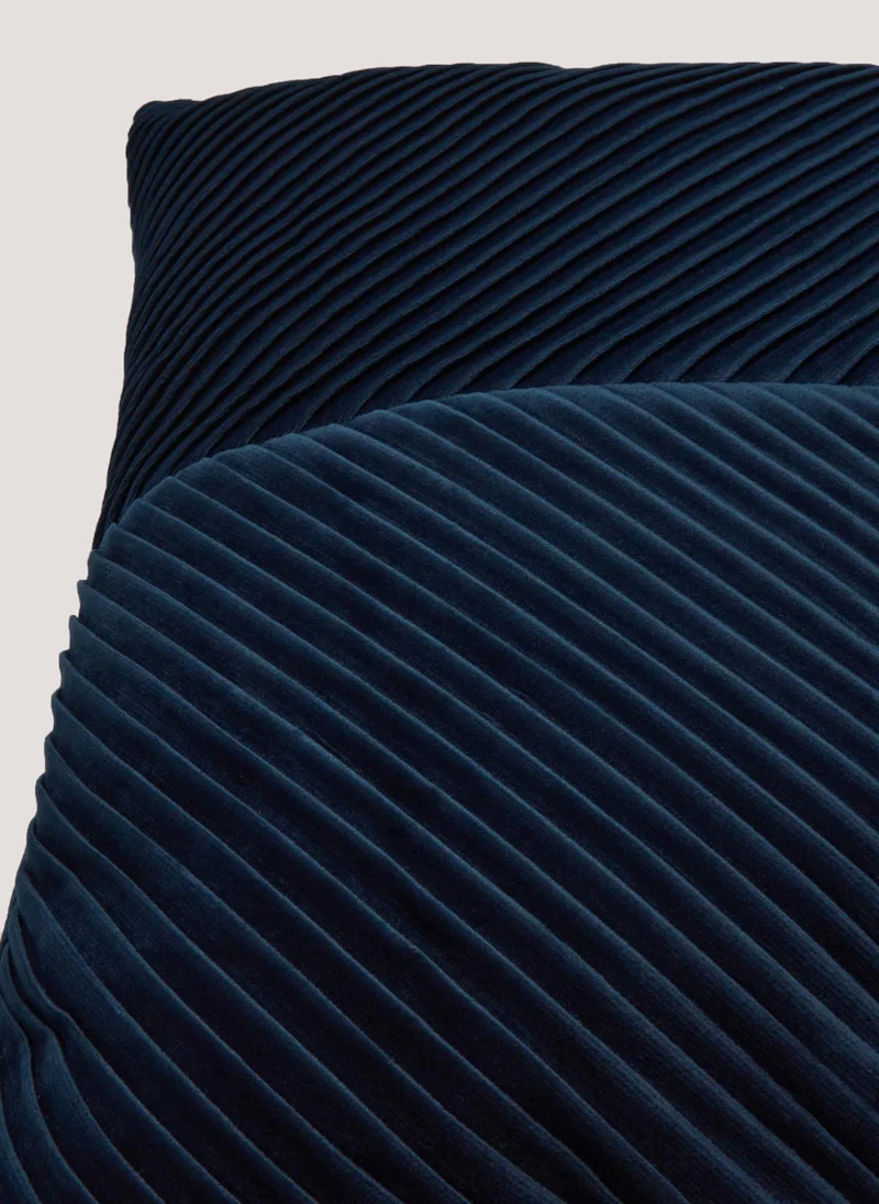 Matalan Navy Pleated Velvet Cushion (50cm x 50cm)