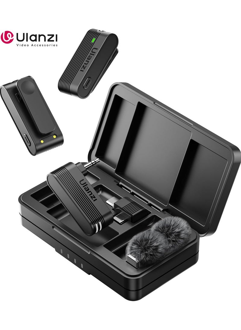 يولانزي ميكروفون لافالير لاسلكي A100 للكاميرا والهاتف مزود بمنفذ USB C/3.5 مم/قابس، 32 كيلو هرتز 16 بت، إلغاء الضوضاء، بطارية تدوم 13.5 ساعة، ميكروفون بمشبك لمقاطع الفيديو والبودكاست والمدونات الصوتية على يوتيوب - Image 1