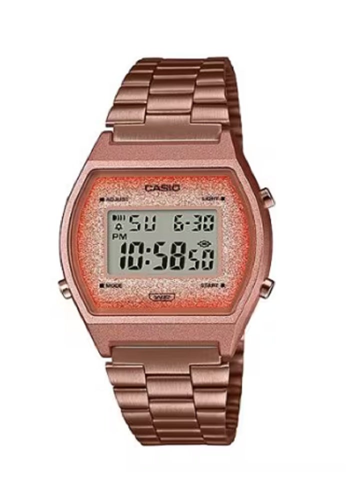 ساعة كاسيو الرقمية النسائية العتيقة - من الفولاذ المقاوم للصدأ باللون الذهبي الوردي مع ميناء لامع | سلسلة A1000
